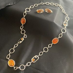 Vintage Butler Silvertone Necklace & Earrings